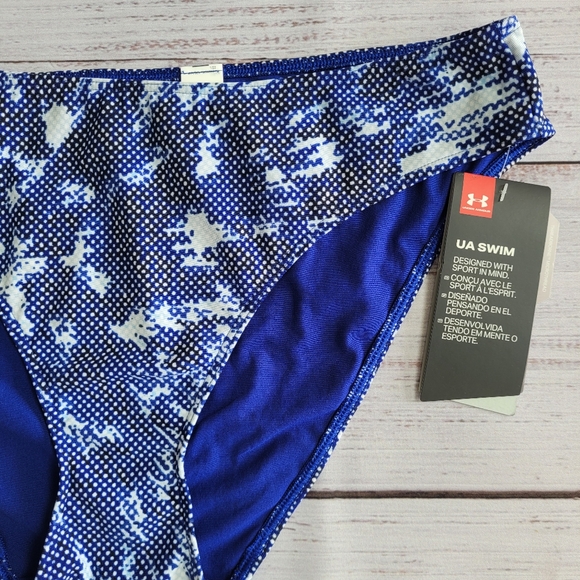 UNDER ARMOUR Blue Threadbone Microthread Printed Bikini Swim Bottom Size XL - Picture 3 of 10